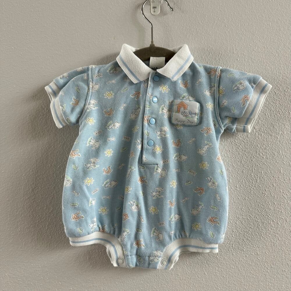 Vintage Little Wonders Baby Boy Bubble Dog print 9 Months Cotton